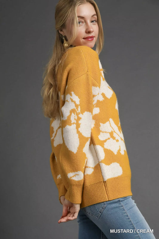 Umgee Floral Long Sleeve Sweater