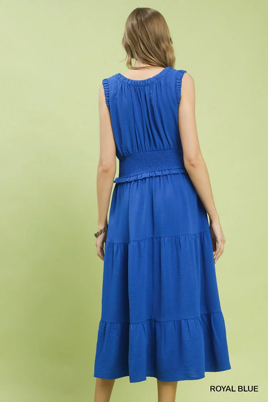 Umgee Smocked Waist Tiered Midi Dress