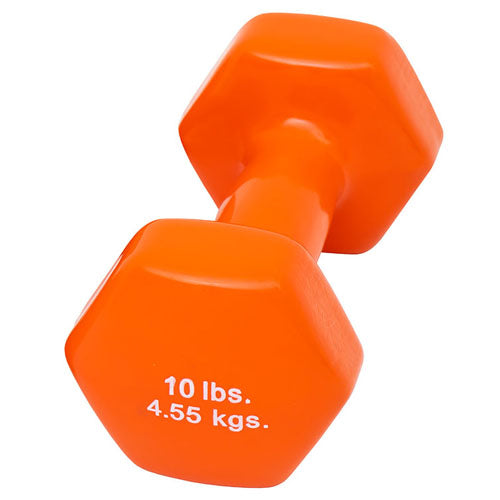 10 Lb Color Vinyl Dumbbell - Ergonomic Handle, Single Weight