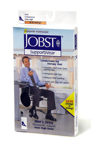 Jobst for Men 8-15 mmHg Over-The-Calf Dress Socks - White Medium - Mild Compression