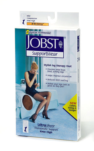 Jobst Ultrasheer Thigh-High Stockings 8-15 mmHg - Silky Beige, XL - Women's Mild Compression