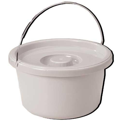 7. 5 Quart Gray Commode Pail with Lid - Standard Size, Tight Fitting Cover