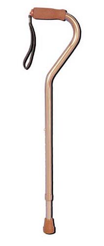 Deluxe Bronze Adjustable Offset Cane with Comfort Grip & Wrist Strap