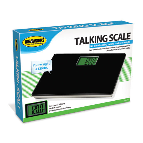 Talking Bathroom Scale - 330 lb Capacity, Voice Announce, Tempered Glass
