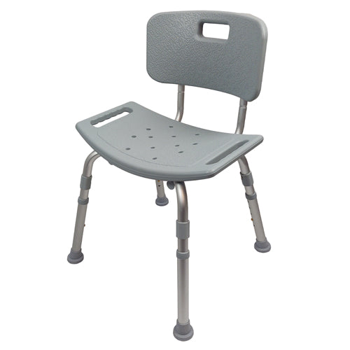 Blue Jay Bathroom Shower Chair with Back - Aluminum Frame, Adjustable Height, 300 lb Capacity