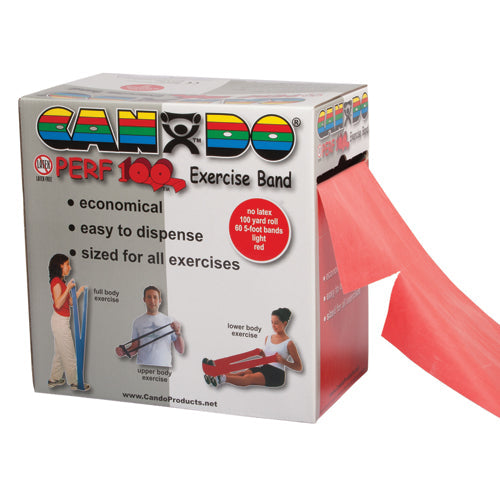 CanDo Latex-Free Exercise Band, Red Light Resistance, 100 Yard Dispenser Box