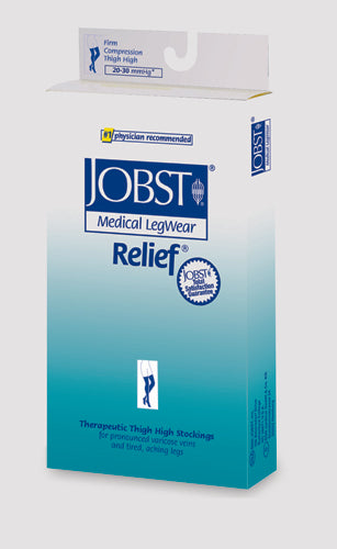 Jobst Relief 20-30 mmHg Thigh-High Compression Stockings - Black, Small, Silicone Band