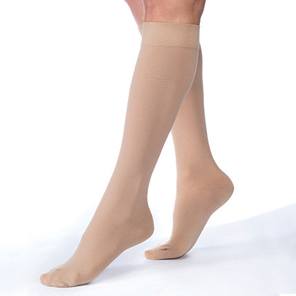 Jobst Relief 15-20 mmHg Knee High Compression Stockings, Beige, Large Full Calf, Closed Toe