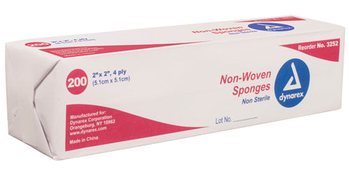 Sterile Non-Woven Wound Sponges, 4x4 Inch, 4 Ply, 2 Sponges/Pouch (25x2's/Tray)