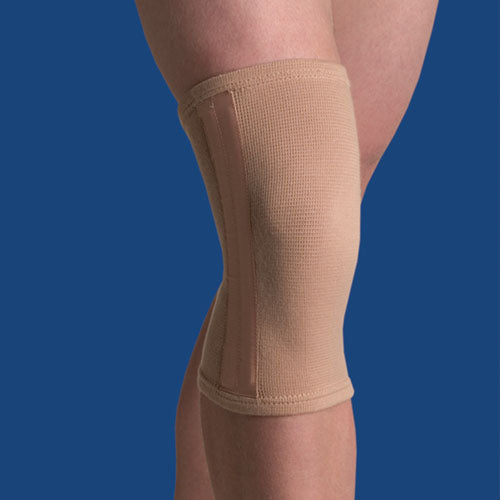 Elastic Knee Brace with Side Stabilizers - Beige, Large (15-16.5 in)