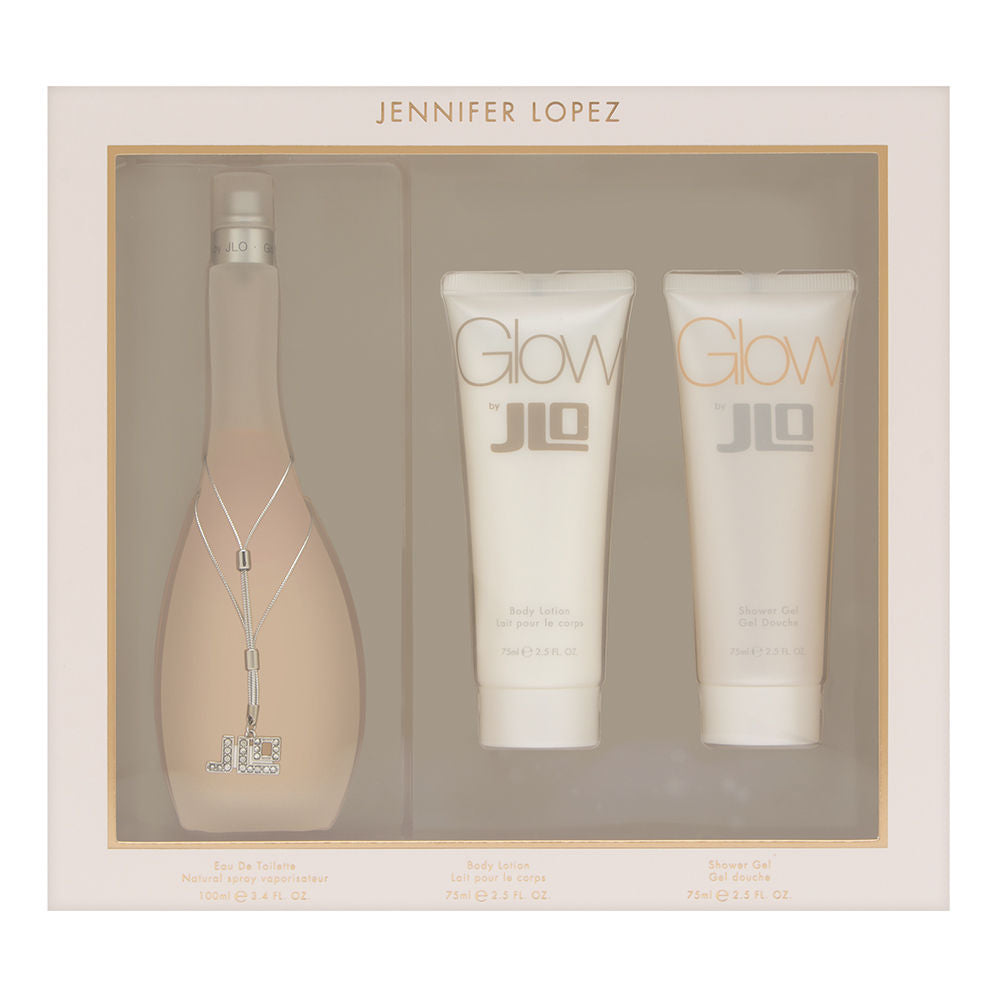 Jlo Glow 3Pc Set Eau de Toilette  (3.4 oz Spray + 2.5 oz Body Lotion + 2.5 oz Shower Gel) for Women