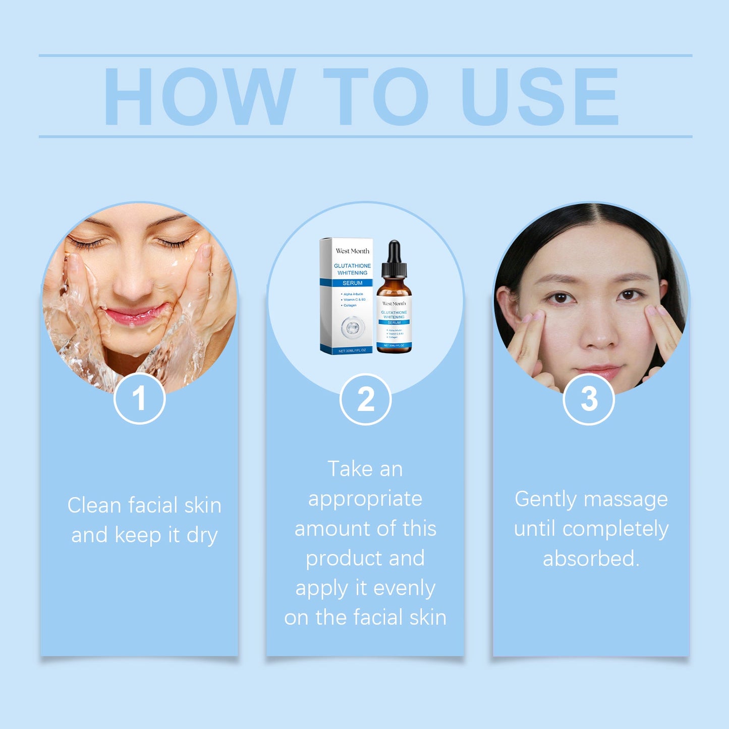 West&Month Glutathione Brightening Serum, Moisturizing, Nourishing And Moisturizing Face Care Serum