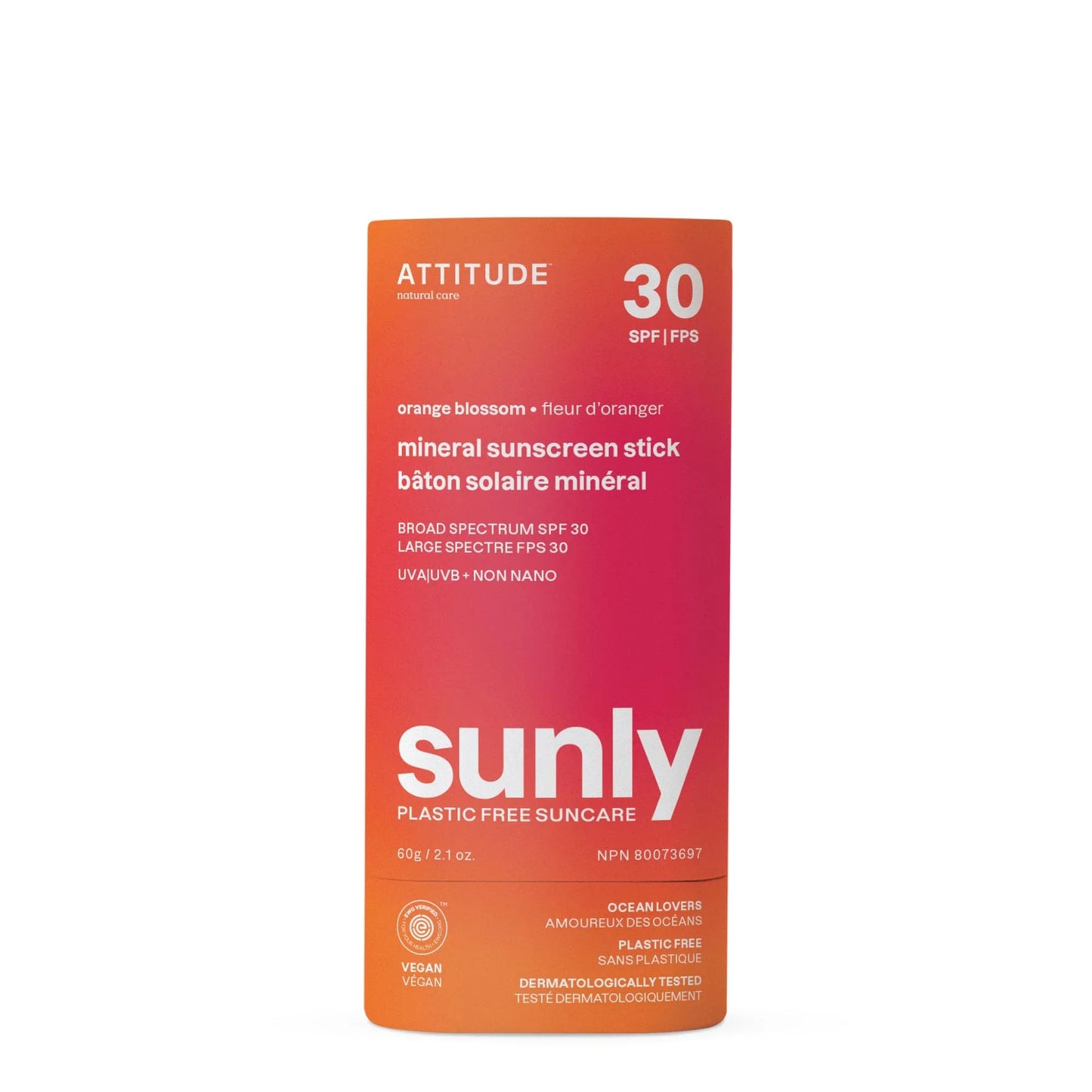 Attitude Sunscreen Stick - Orange Blossom, 2.1 oz (Each) - Broad Spectrum Protection