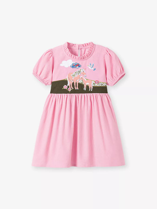 Children's Cartoon Short Sleeve Dress