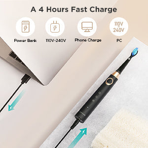 Fairywill Electric Toothbrushes for Adults Kids 5 Modes Smart Timer Rechargeable Whitening Sonic Toothbrush with 10 Brush Heads