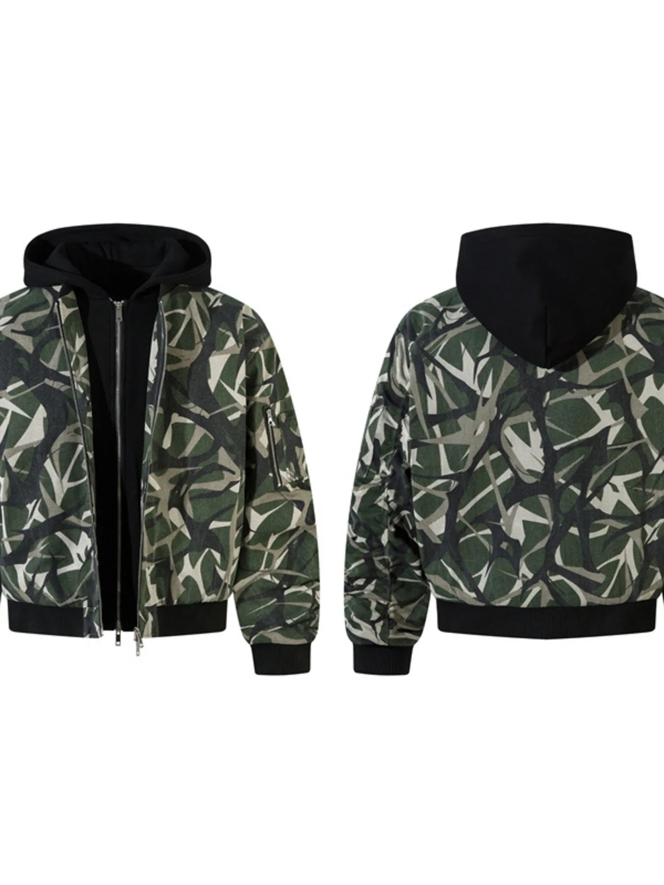Men's Printed Zip Up Long Sleeve Jacket