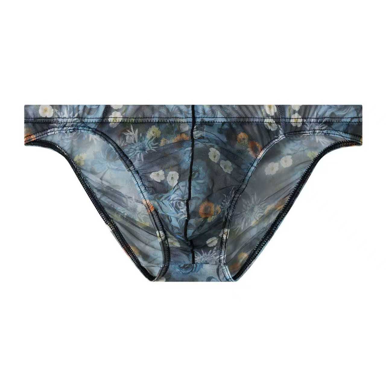 Ice Silk New-style Mens Briefs Personalized Print Breathable