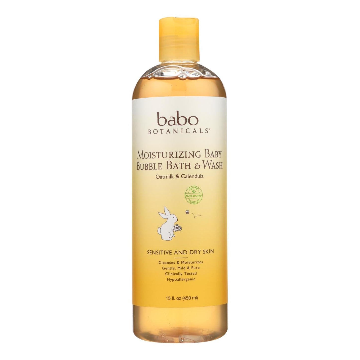 Babo Botanicals Moisturizing Oatmeal Baby Bubble Bath & Wash, 15 Oz