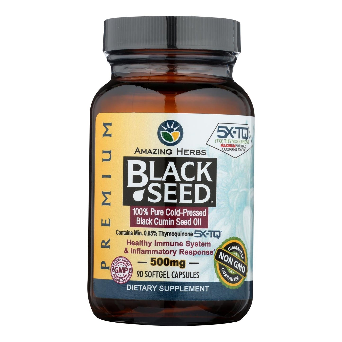 Amazing Herbs Black Seed Oil Softgels – Cold-Pressed Nigella Sativa (Pack of 3)