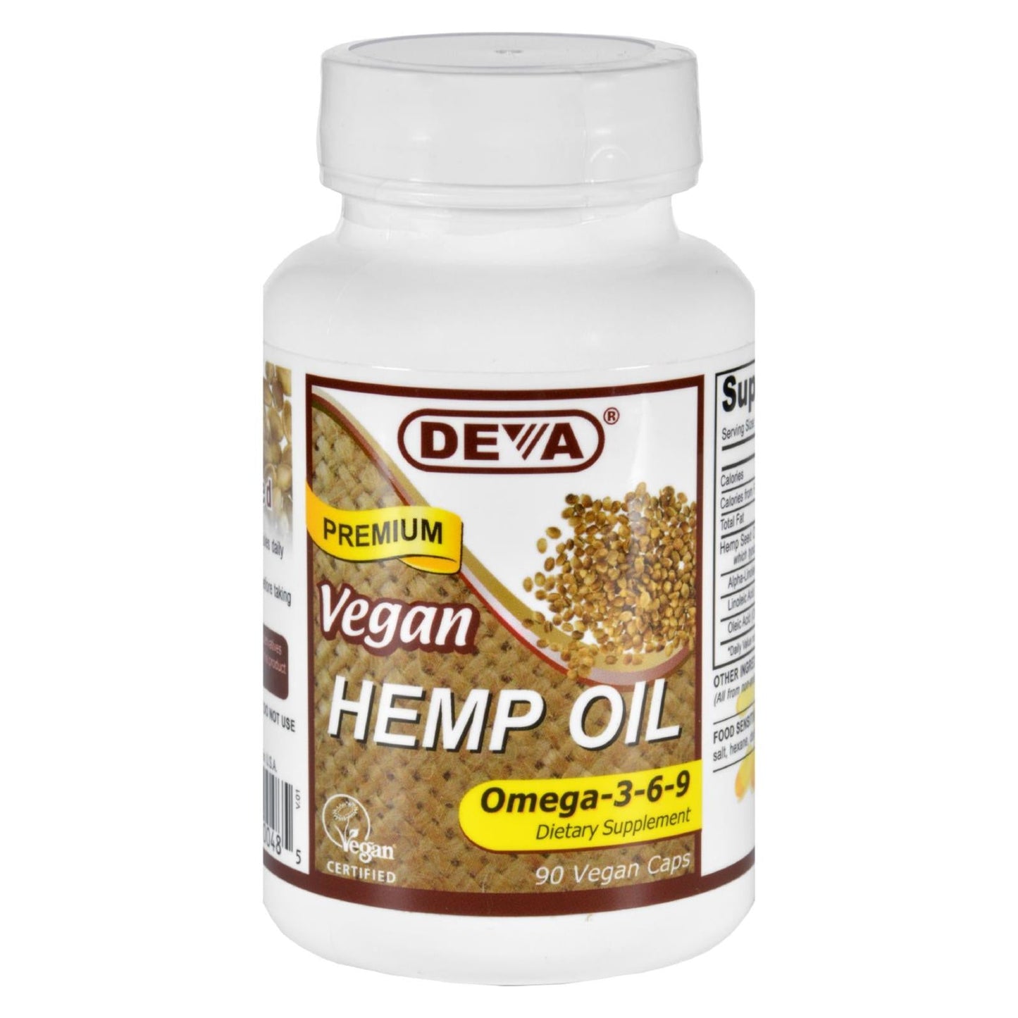 Deva Vegan Omega 3 6 9 Hemp Oil Capsules - 90 Count