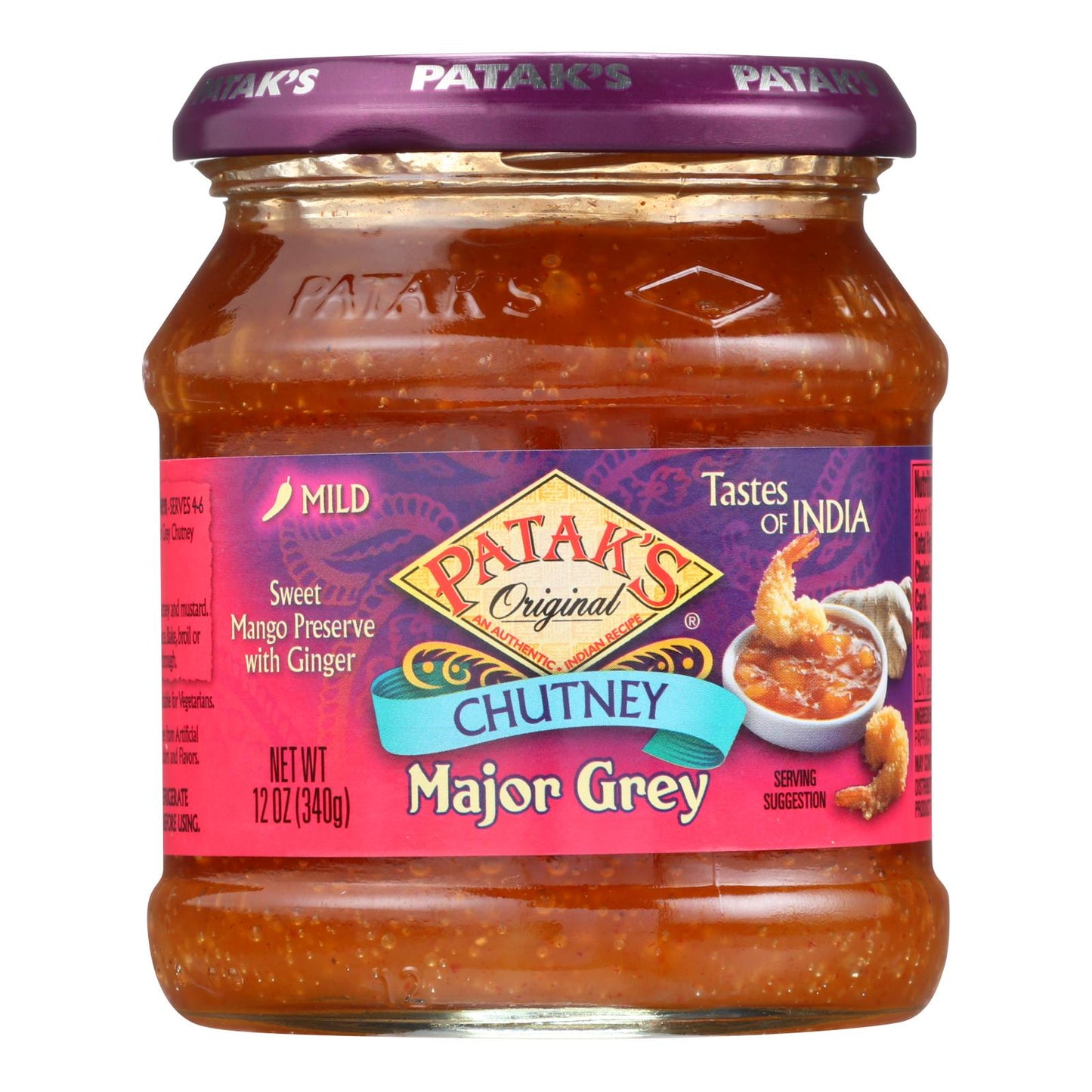 Patak's Major Grey's Mild Chutney, 12 fl oz, Pack of 6