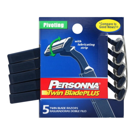 Personna Twin Blade Plus Disposable Razors with Lubricating Strip (Pack of 5)