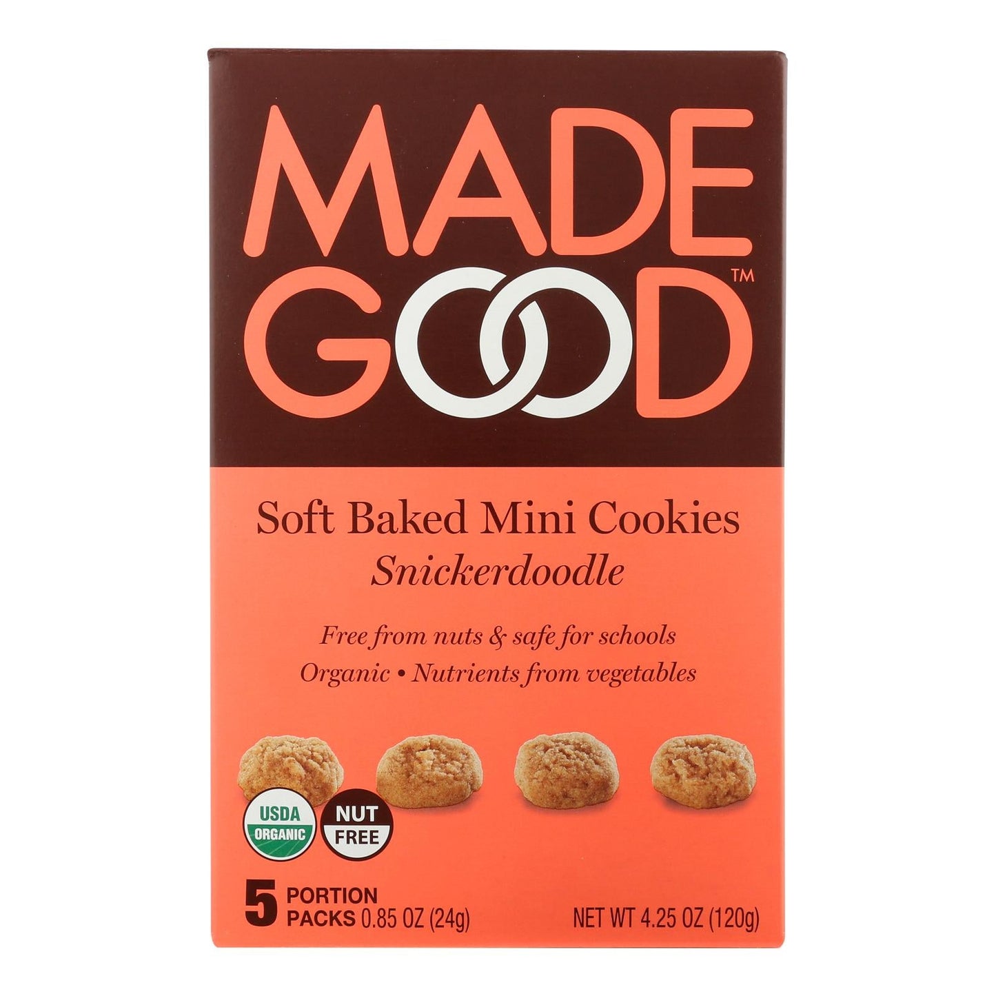 Made Good Soft Mini Snickerdoodle Cookies, Vegan Gluten-Free Snack, Case of 6, 4.25 oz
