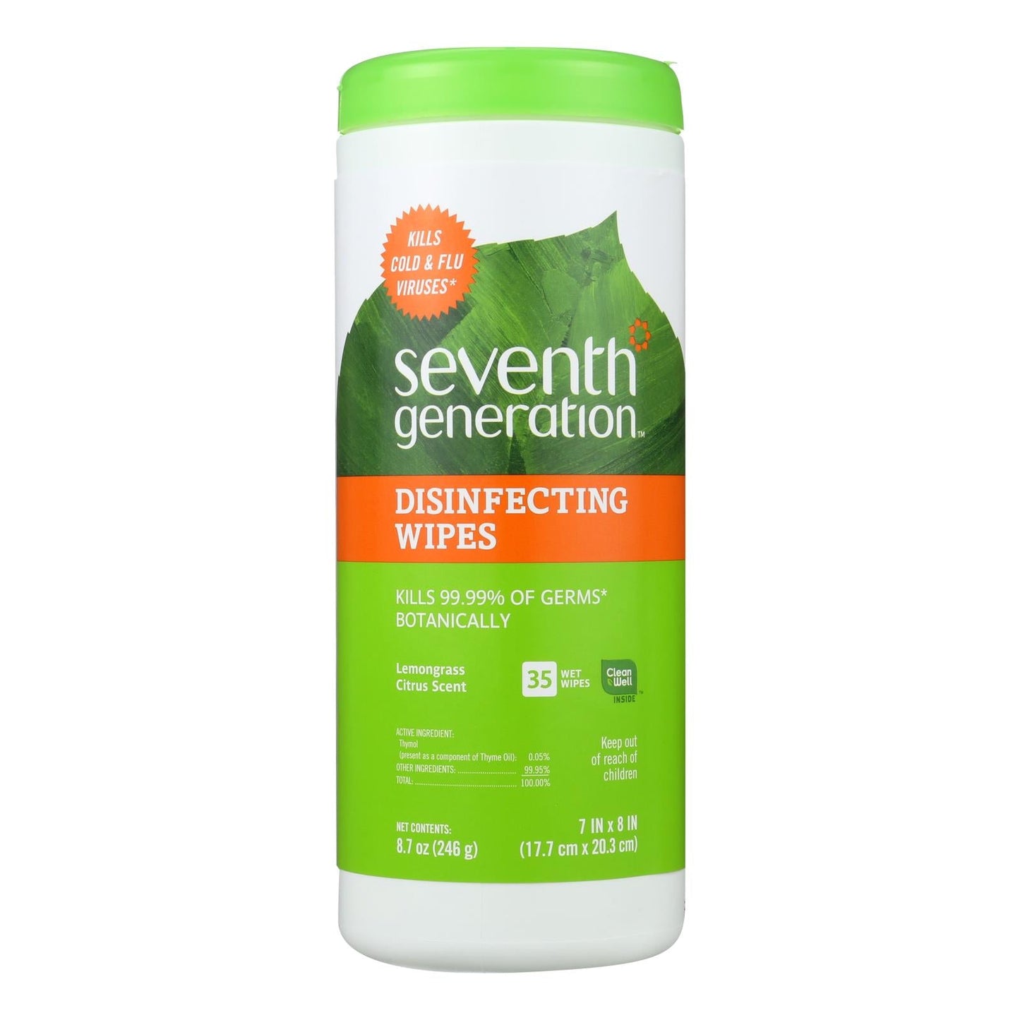 Seventh Generation Disinfecting Wipes - Lemongrass Citrus (Pack of 12 - 35 Ct)