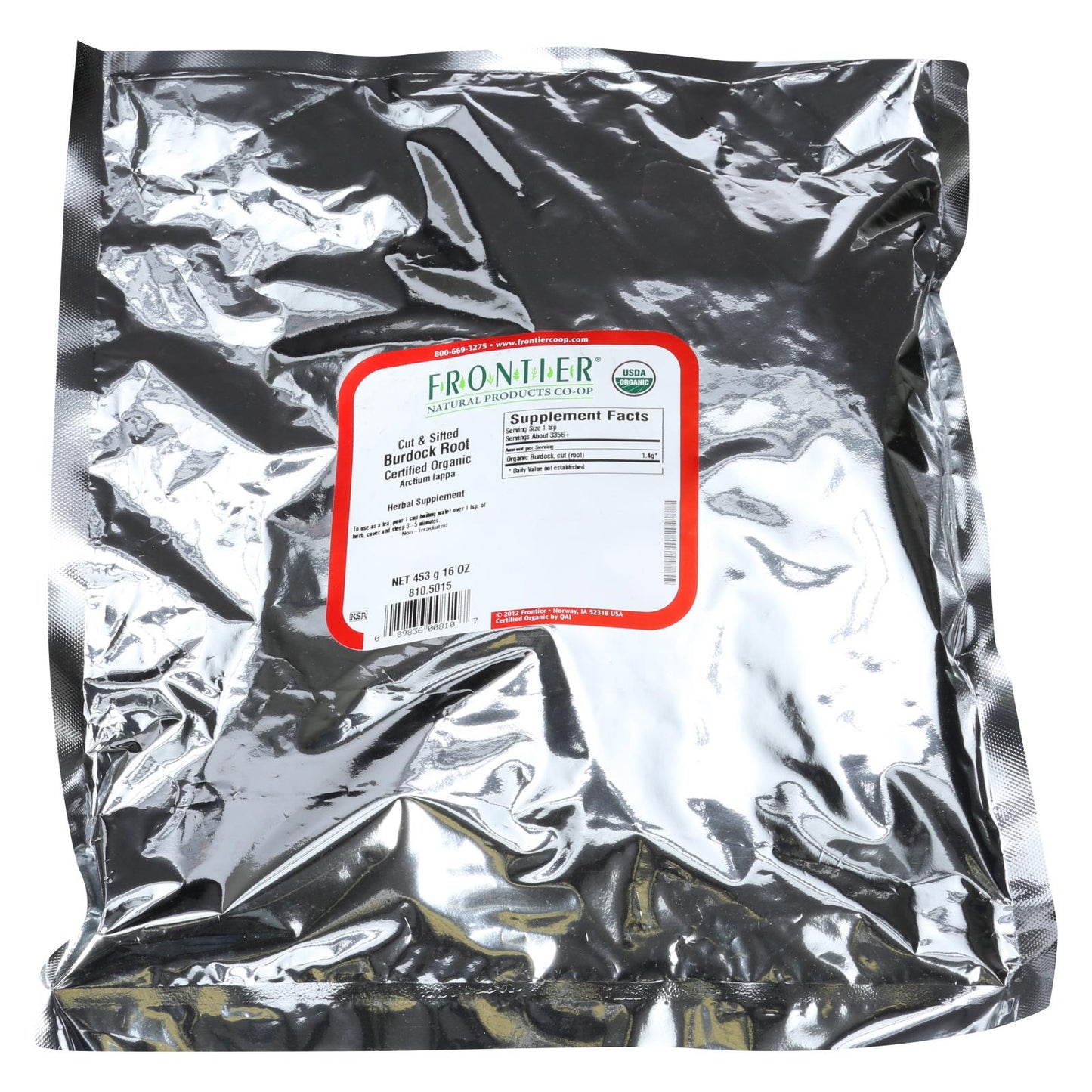 Frontier Herb - Organic Burdock Root 1lb Cut and Sifted