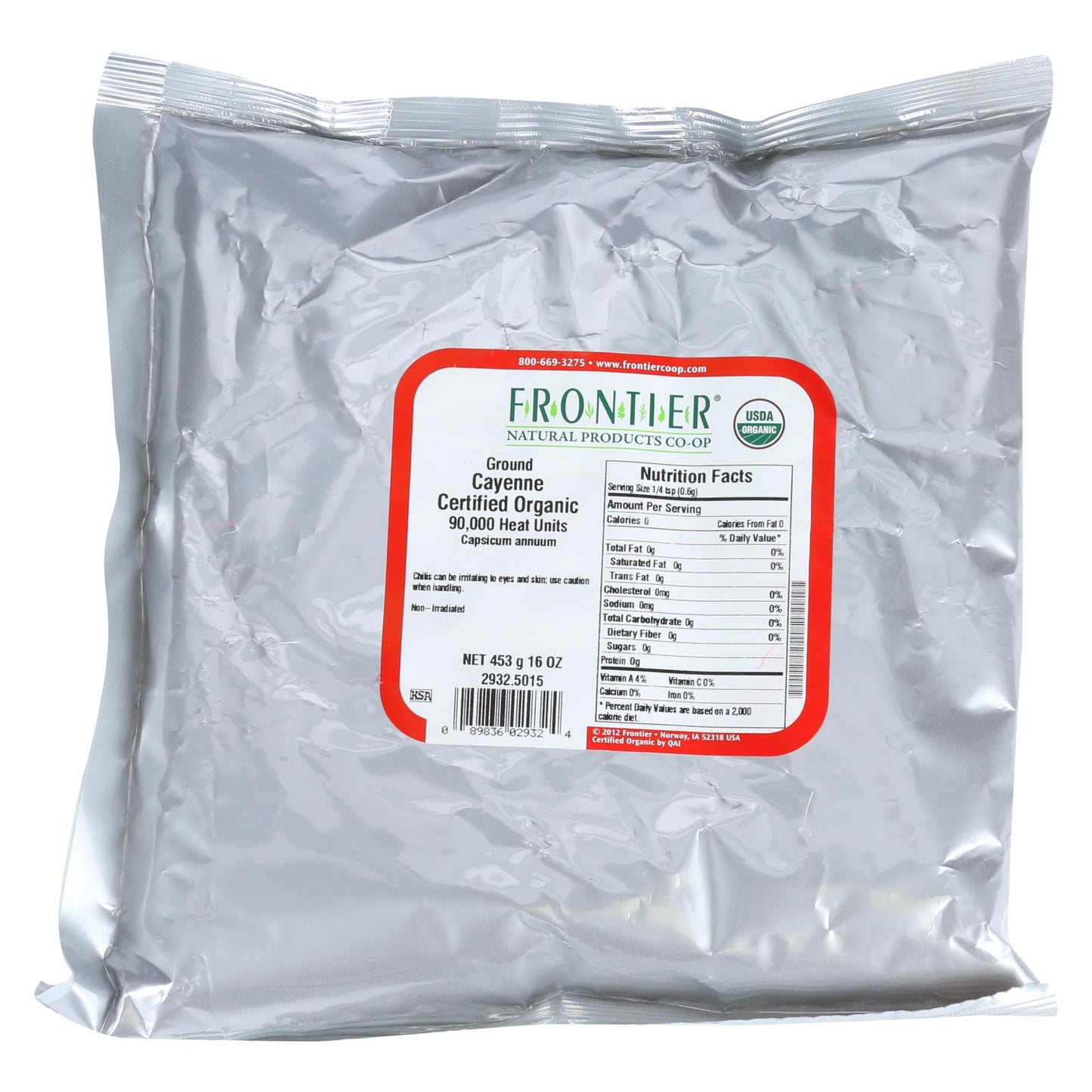 Frontier Herb Organic Cayenne Ground Chili Pepper, 90,000 HU, 1 lb