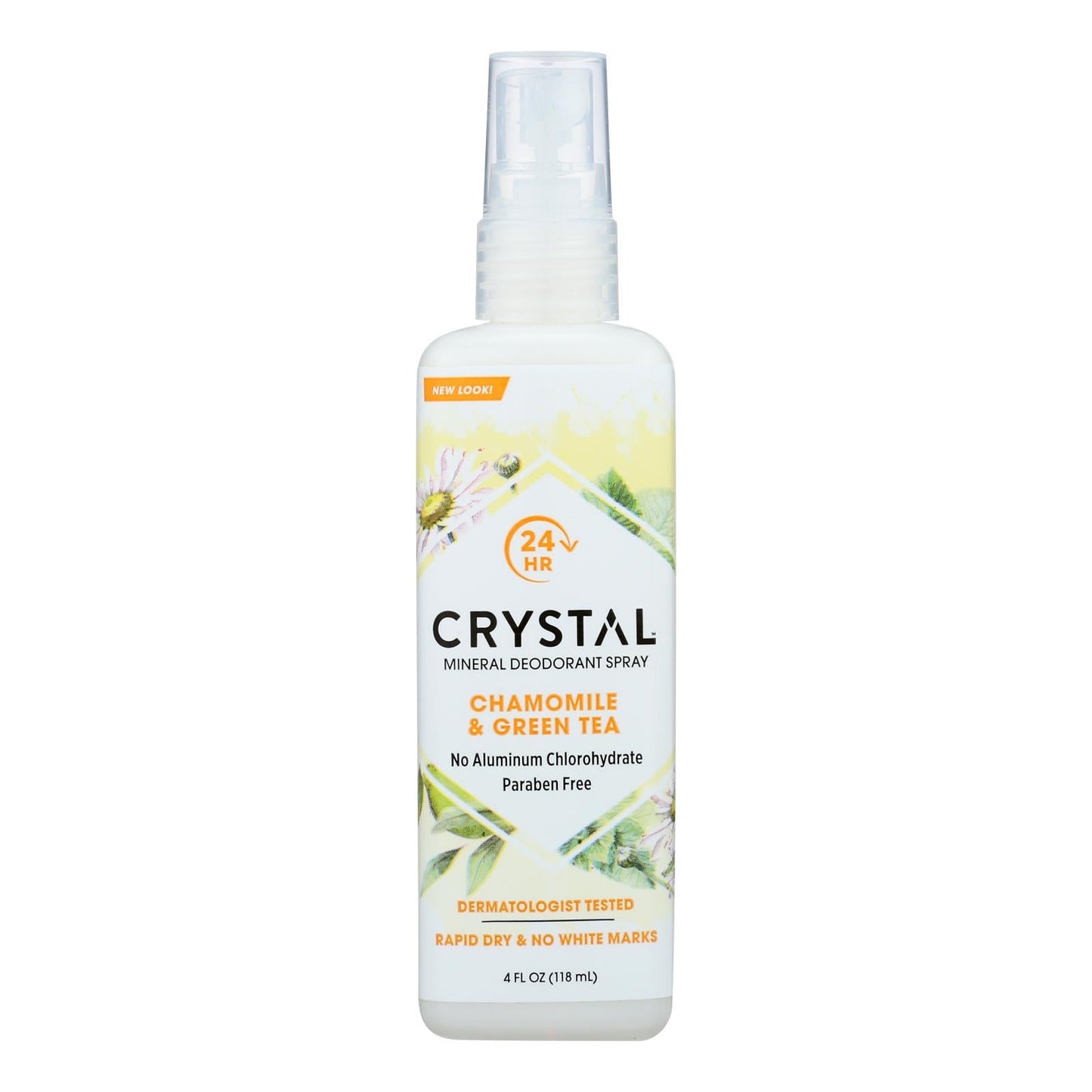 Crystal Essence Mineral Deodorant Body Spray, Chamomile & Green Tea - 4 Fl Oz