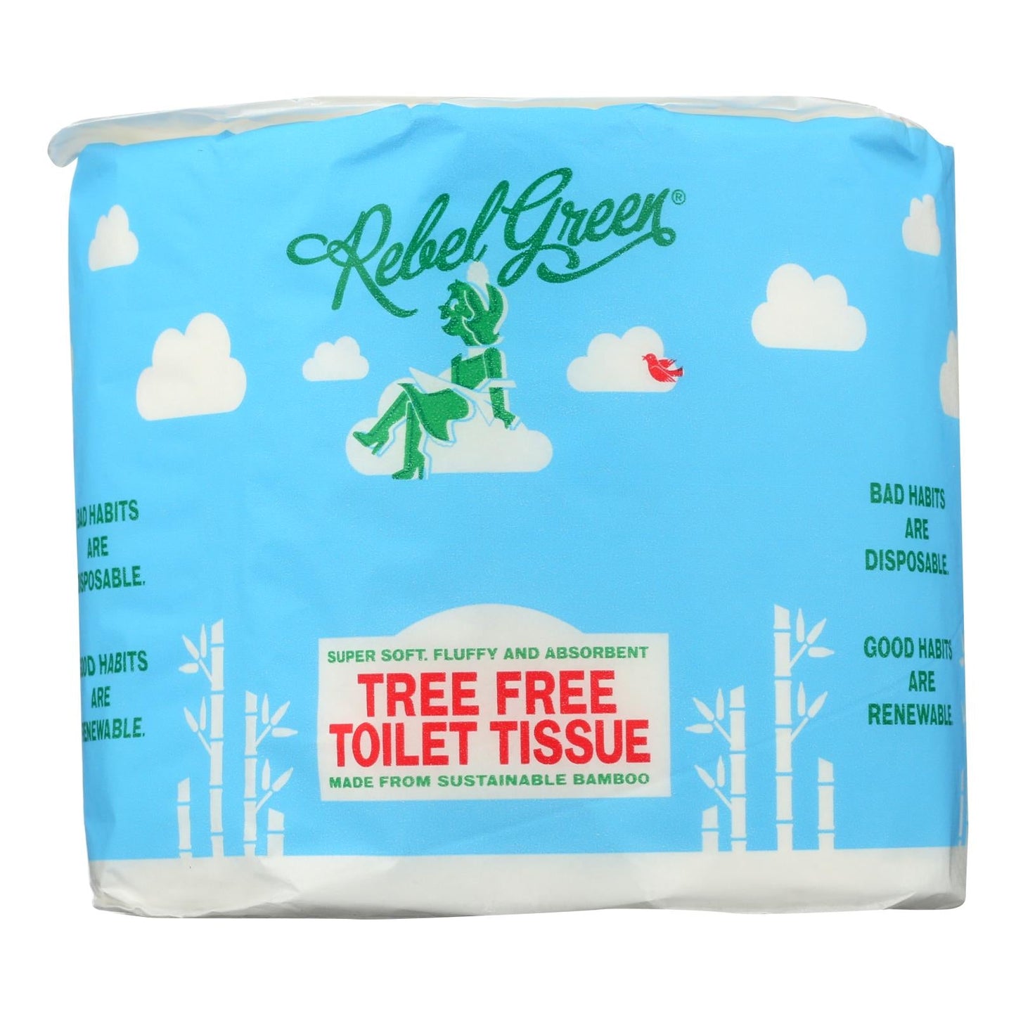 Rebel Green Tree-Free Toilet Tissue, Bulk-Sized 40-Roll Pack