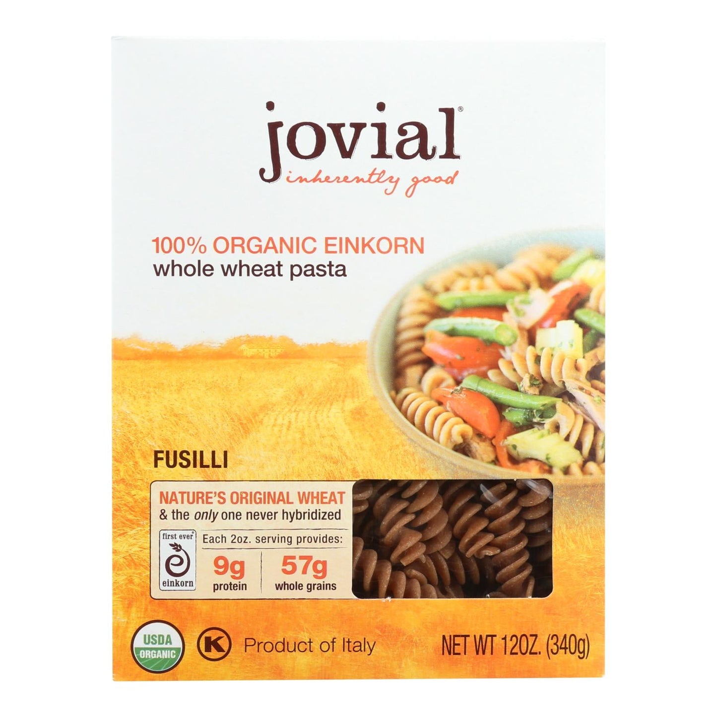 Jovial Organic Whole Grain Einkorn Fusilli Pasta, 12 oz, Case of 12
