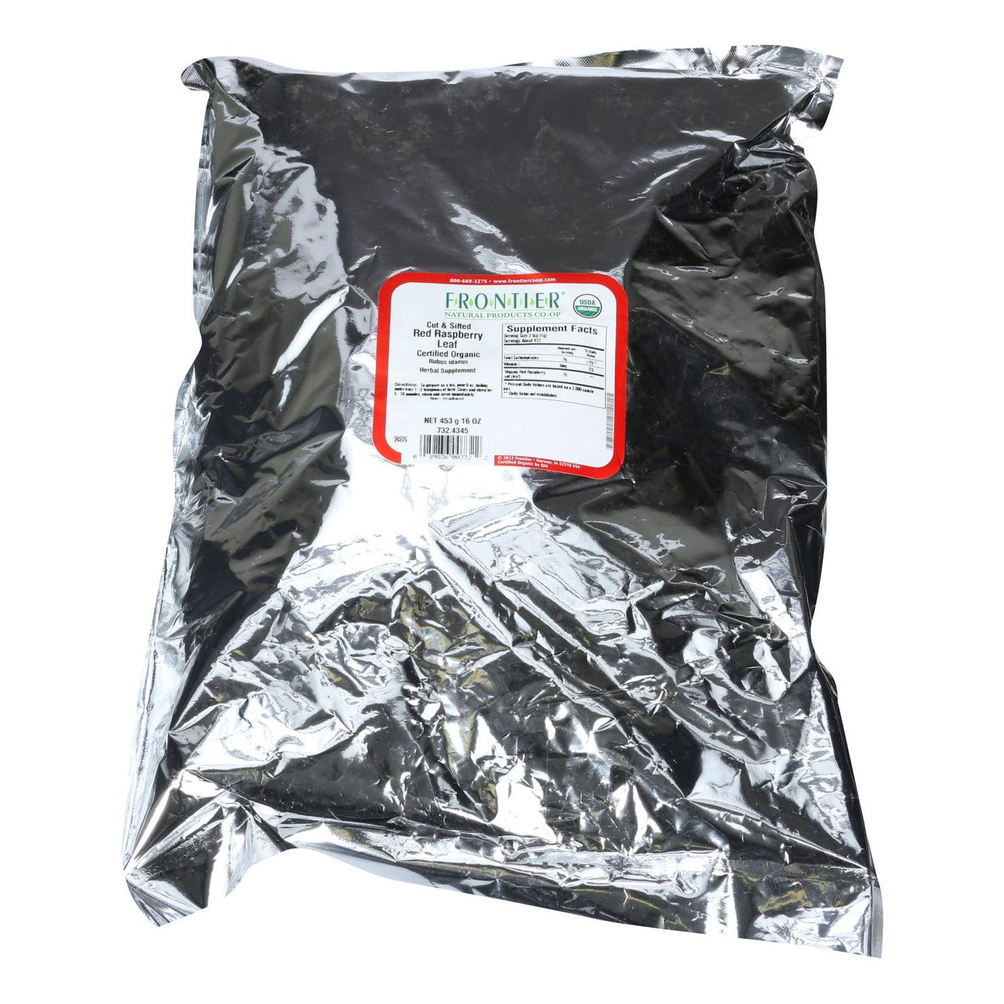 Frontier Herb Organic Red Raspberry Leaf, Cut and Sifted, 1 Lb.