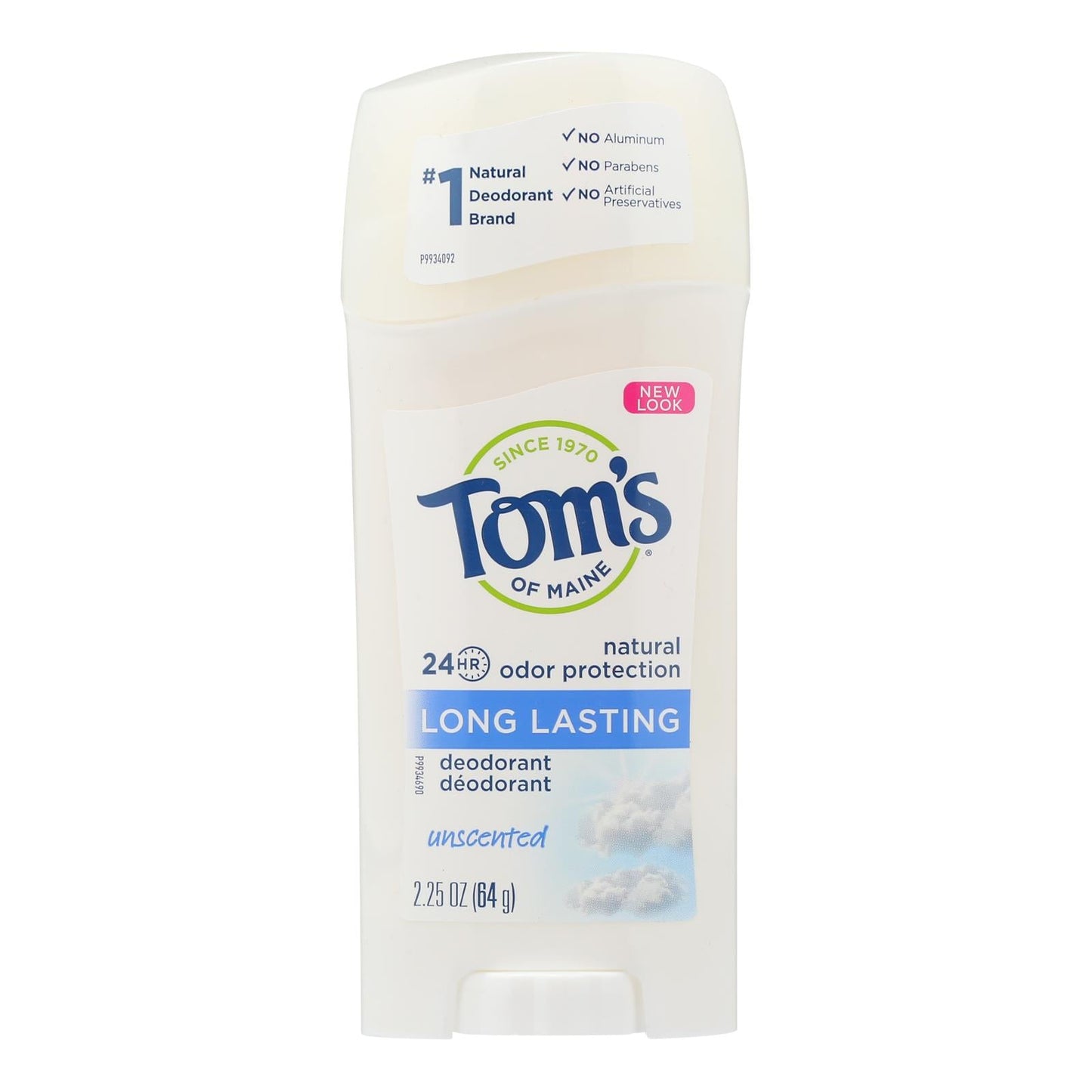 Tom's of Maine Natural Unscented Long-Lasting Deodorant Stick (6 Pack, 2.25 Oz Each)