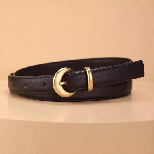 Crescent Buckle Leather Belt