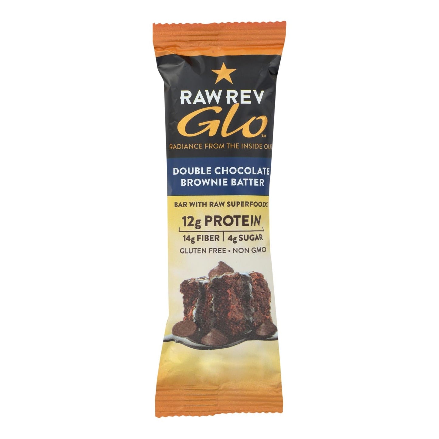 Raw Rev Glo Double Chocolate Brownie Batter Bar - Case Of 12 - 1.6 Oz