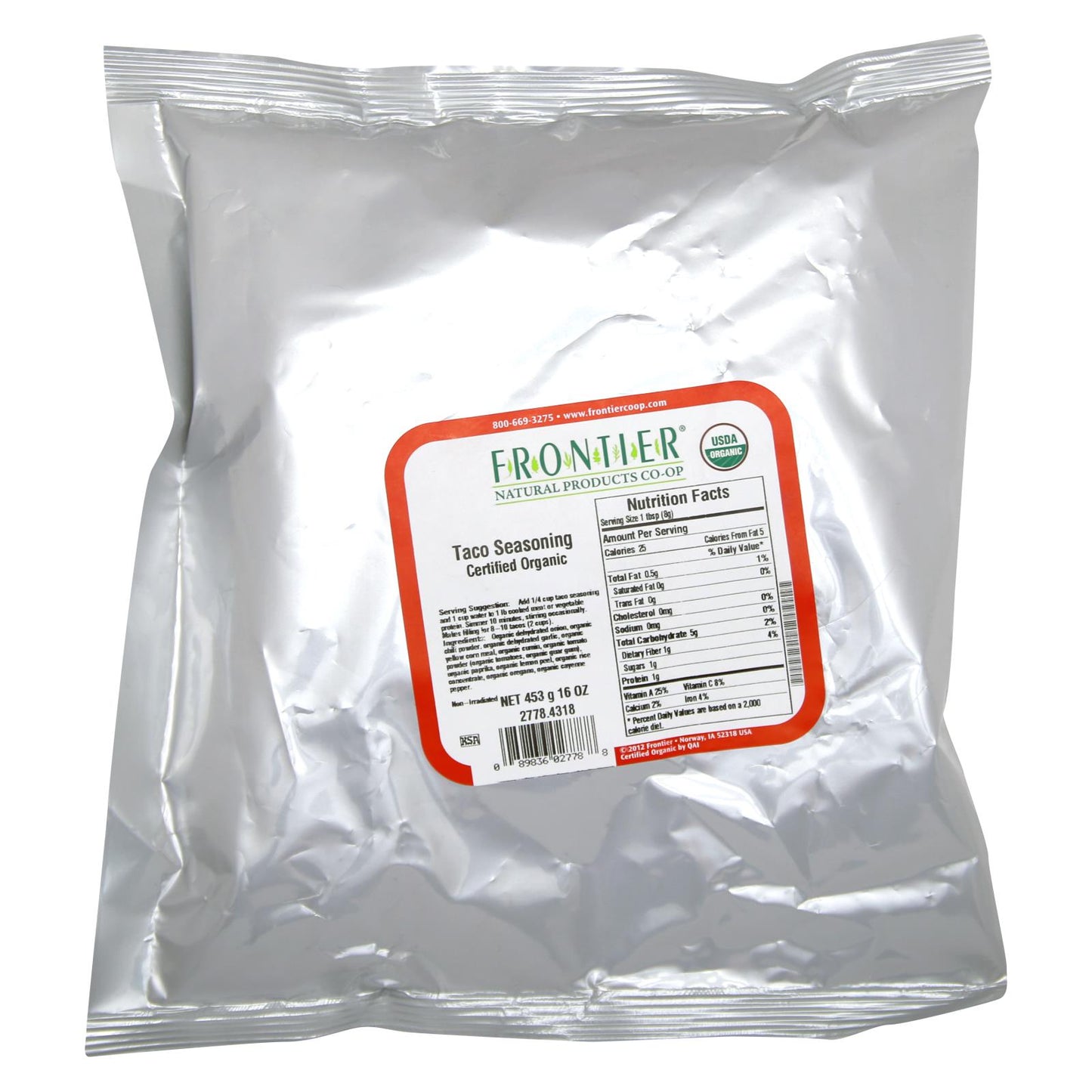 Frontier Herb - Organic Taco Seasoning - 1 lb. Bulk Pack