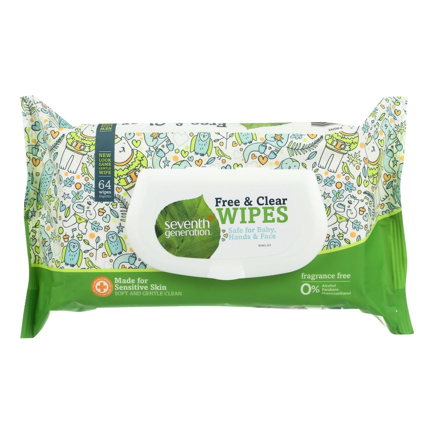 Seventh Generation Free & Clear Baby Wipes - 64 Count (Pack of 12)