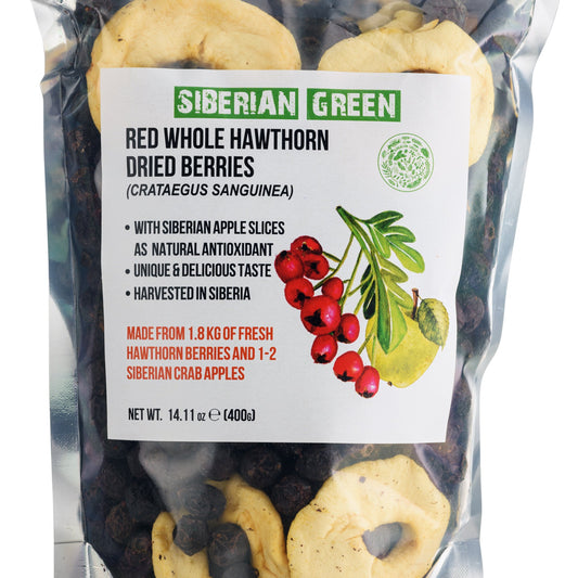Premium Wild-Harvested Dried Red Hawthorn Berries with Apple Slices. 100% Natural & Nutrient Rich, 400g