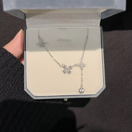 925 Sterling Silver Zircon Butterfly Necklace