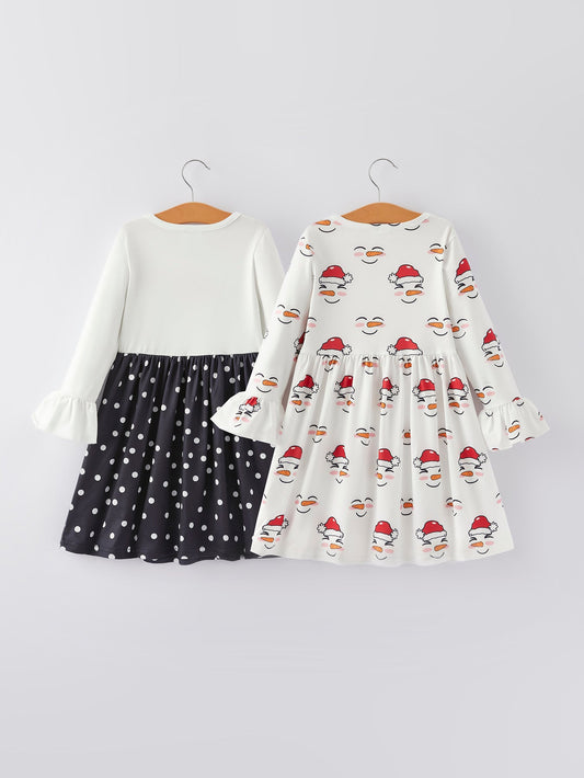 girls christmas snowmen dress 2-piece set