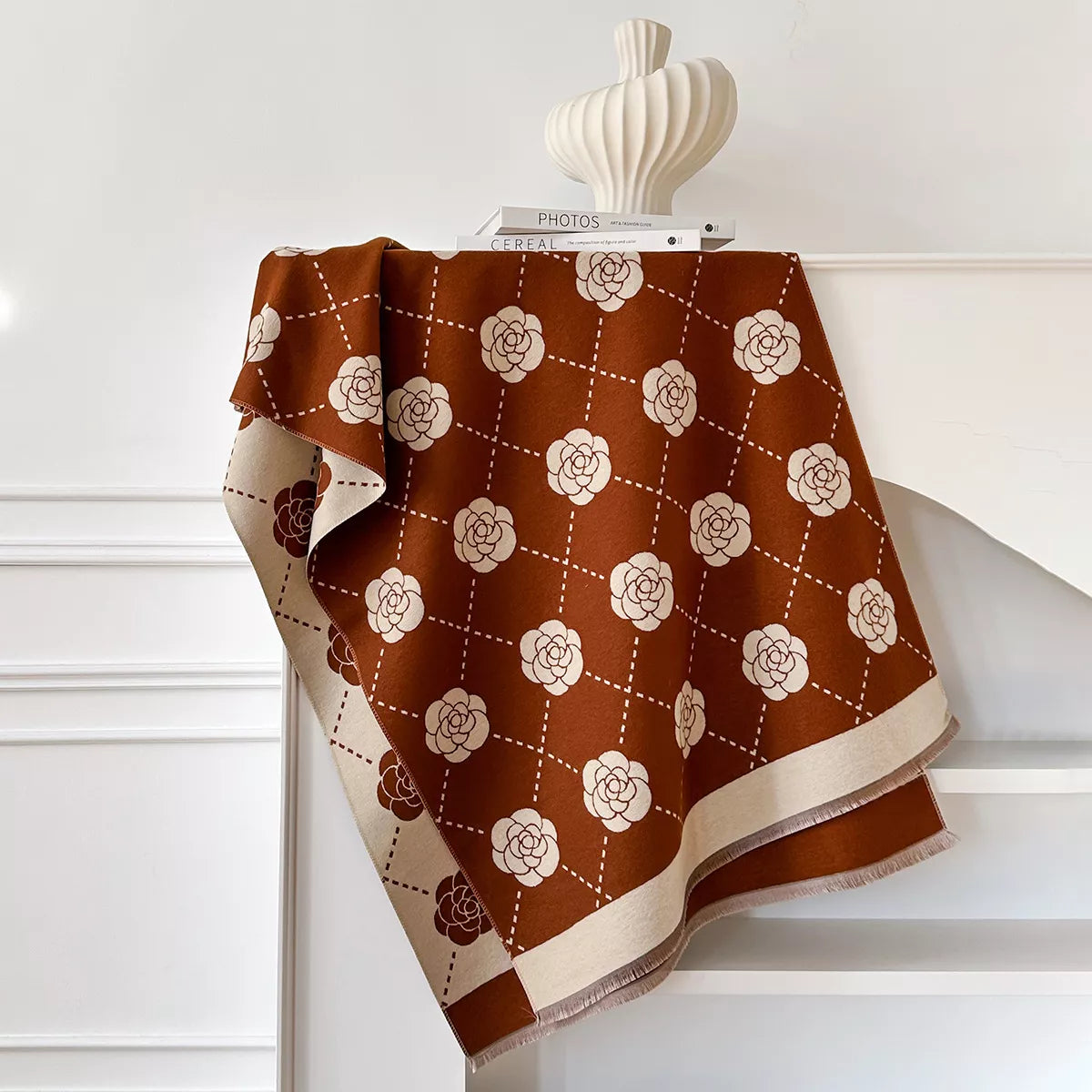 Floral Raw Hem Scaarf