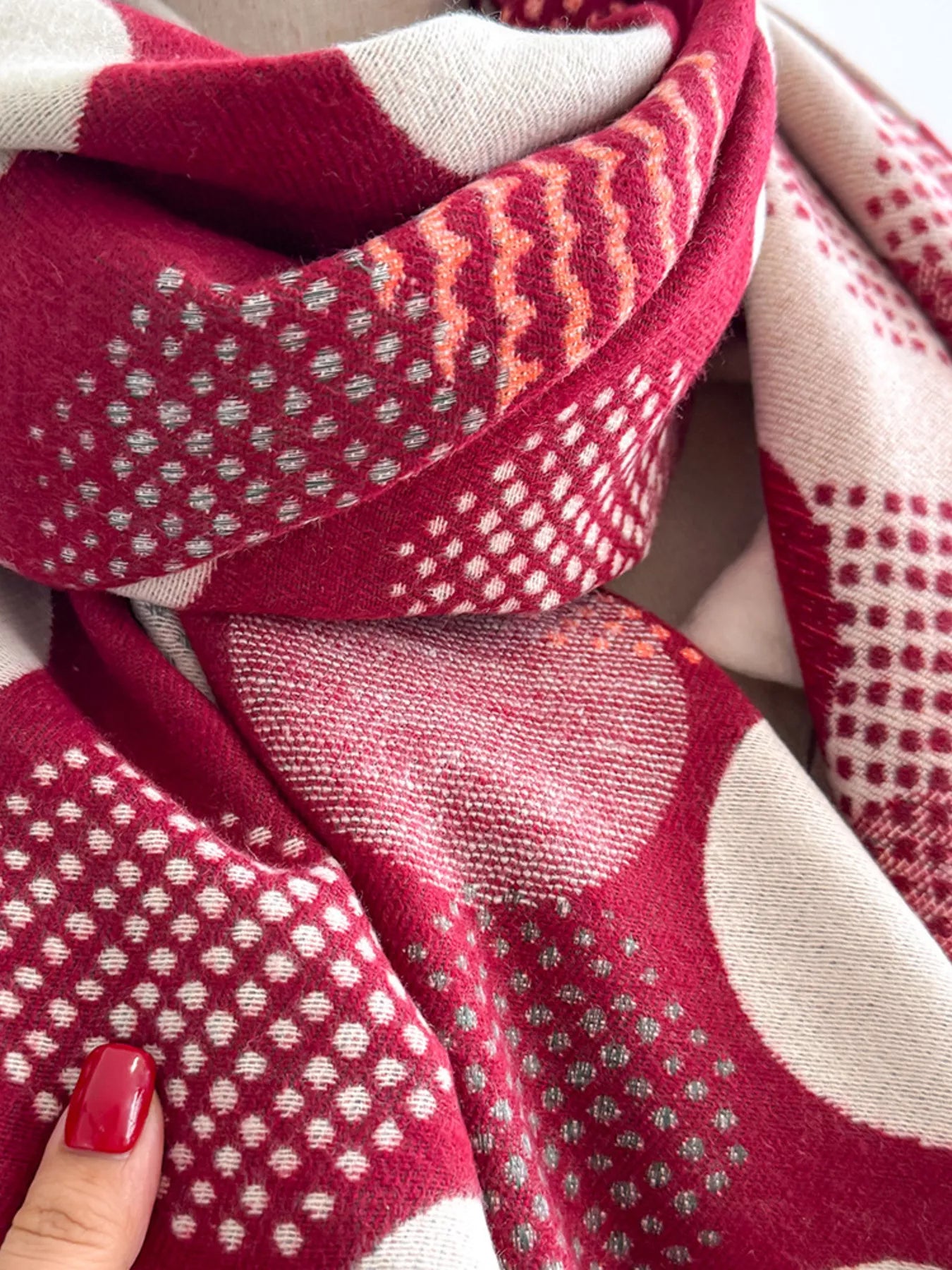 Polka Dot Raw Hem Scarf