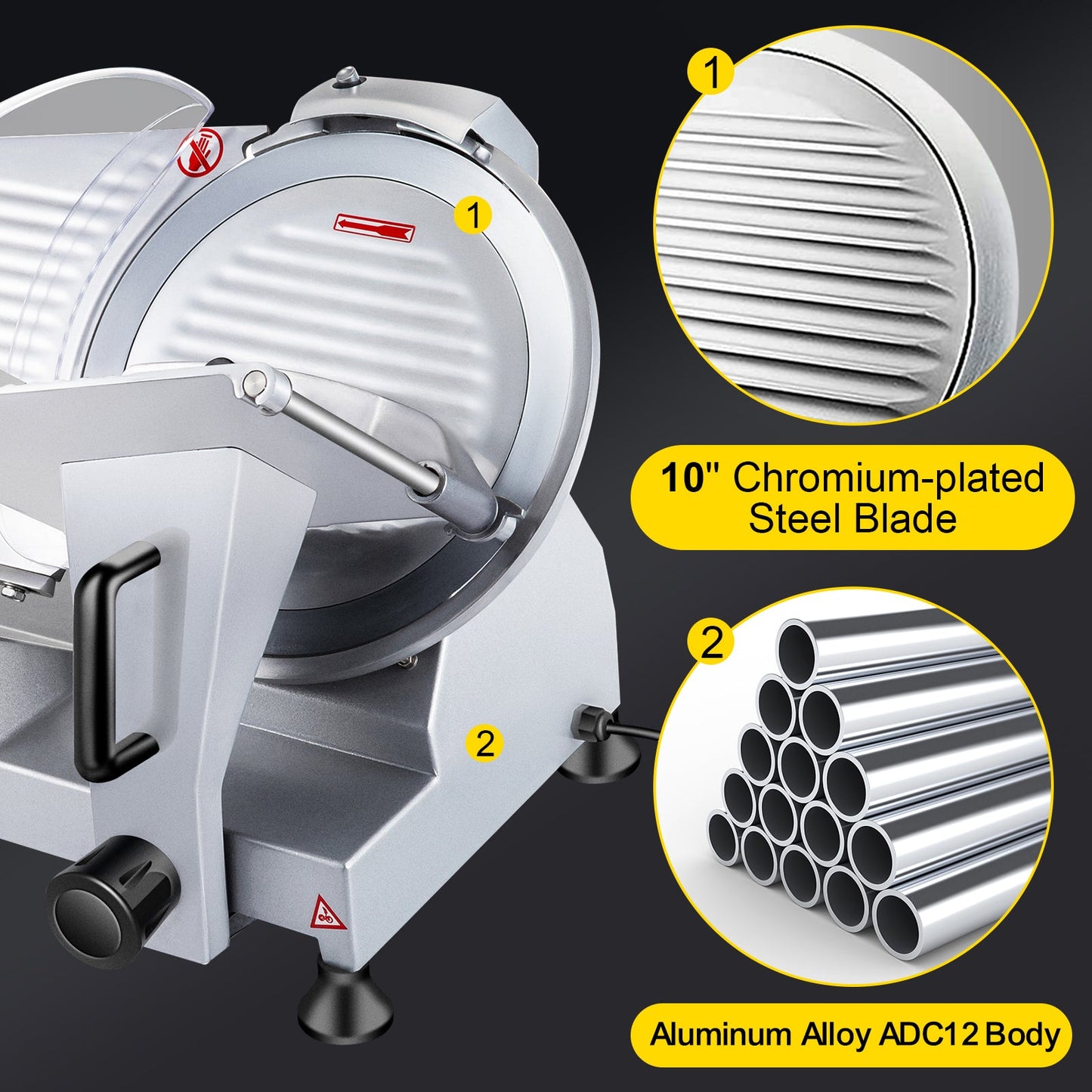 VEVOR 240W Commercial Meat Slicer, Electric Deli Food Slicer, Carbon Steel Blade Electric Food Slicer, 350-400RPM Meat Slicer, 0 - 0.47 Inch Thickness Adjustable For Commercial And Home Use