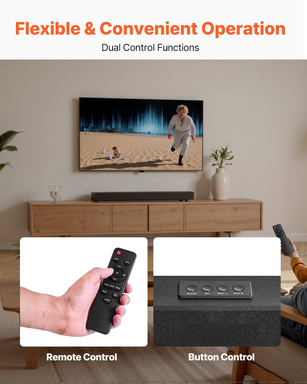 Sound Bar For Smart TV, 2.0 Channel, 24-Inch Compact Soundbar TV Speakers For Projector, Bluetooth AUX Connection, Remote Control, Easy Setup, 80W Surround Sound System For PC Home Theater Audio