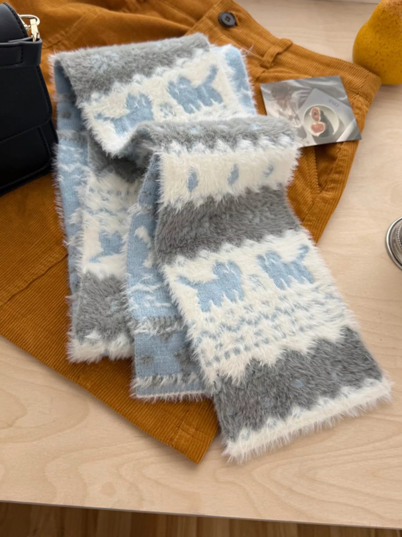 Animal Pattern Fuzzy Scarf