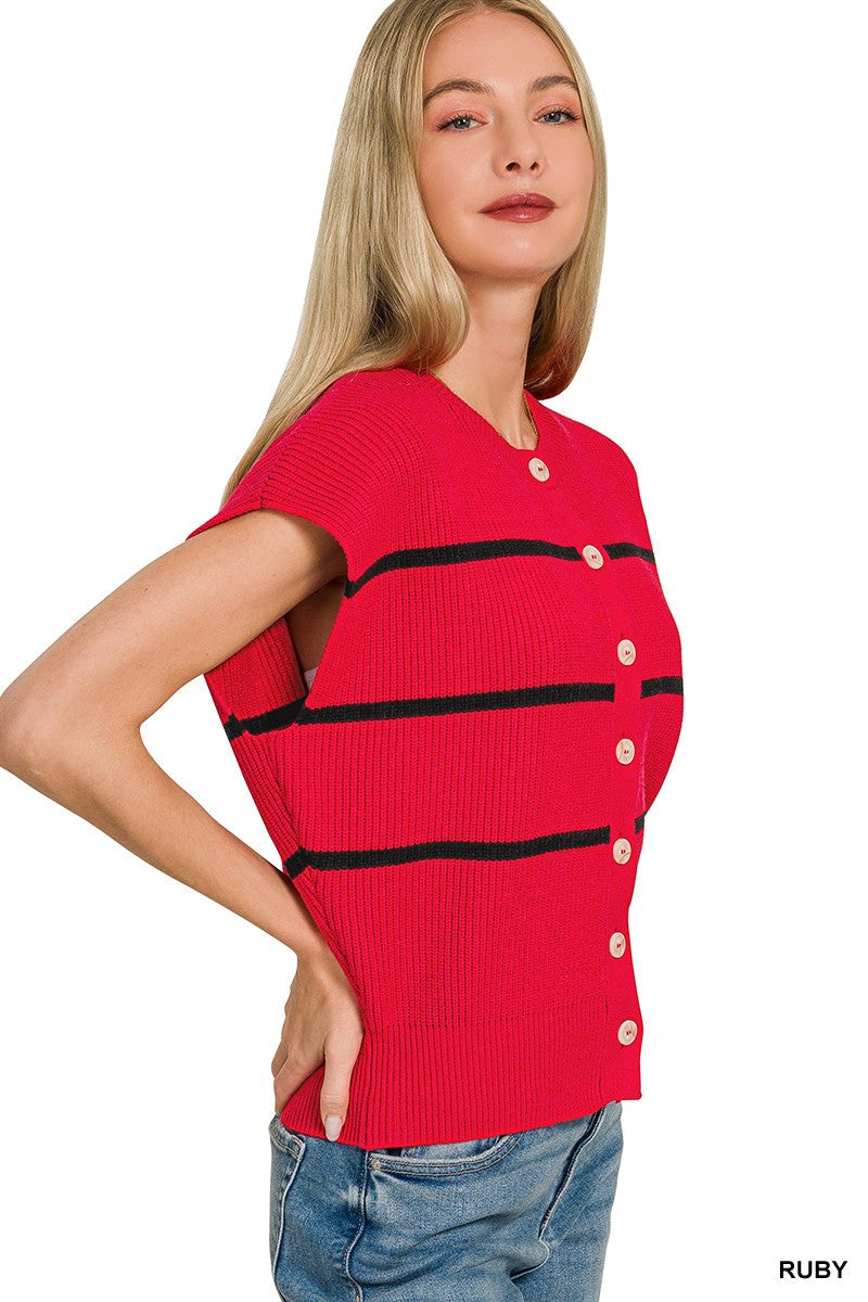 Zenana Striped Viscose Sweater Vest