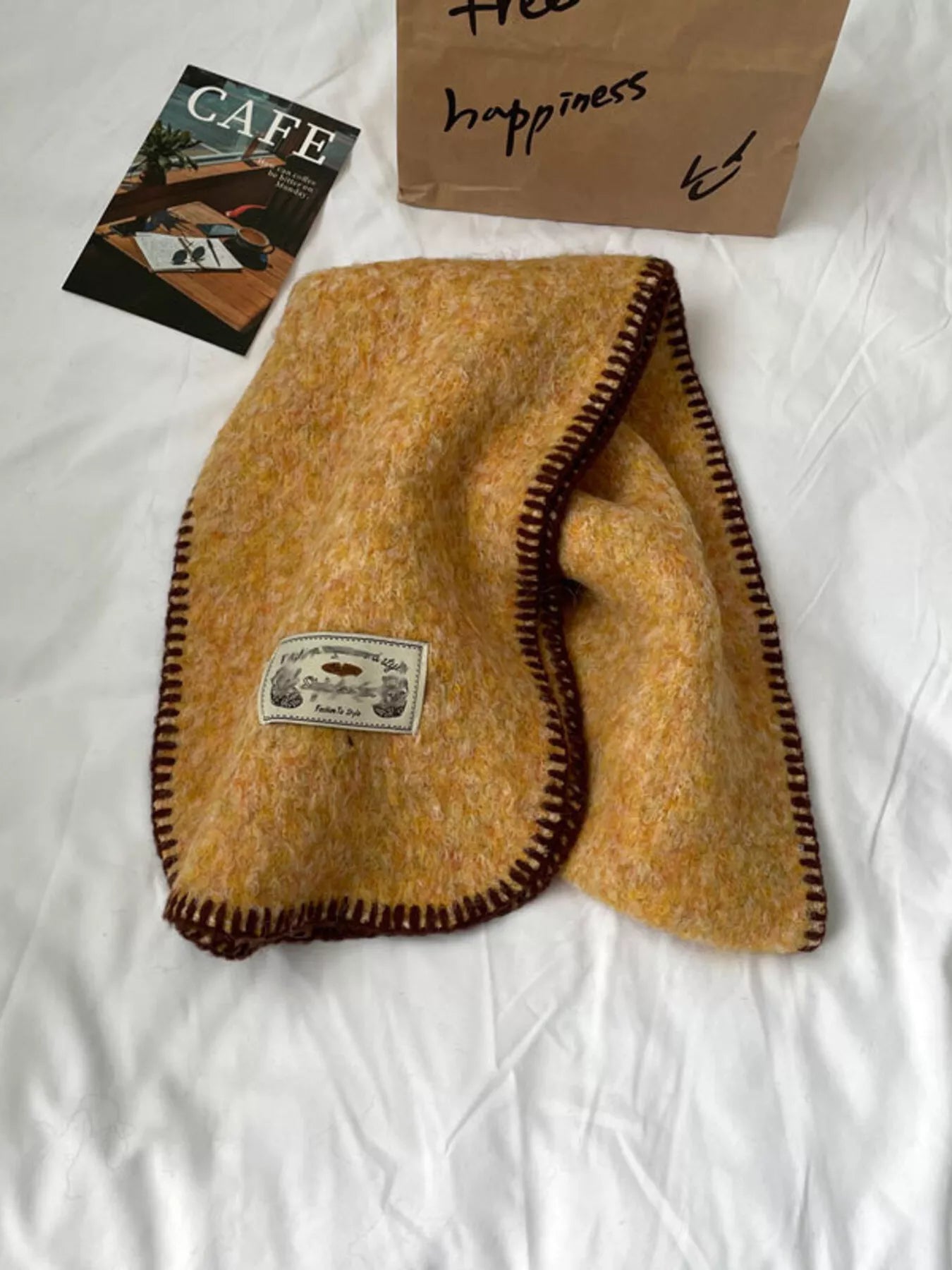 Contrast Trim Plush Winter Scarf