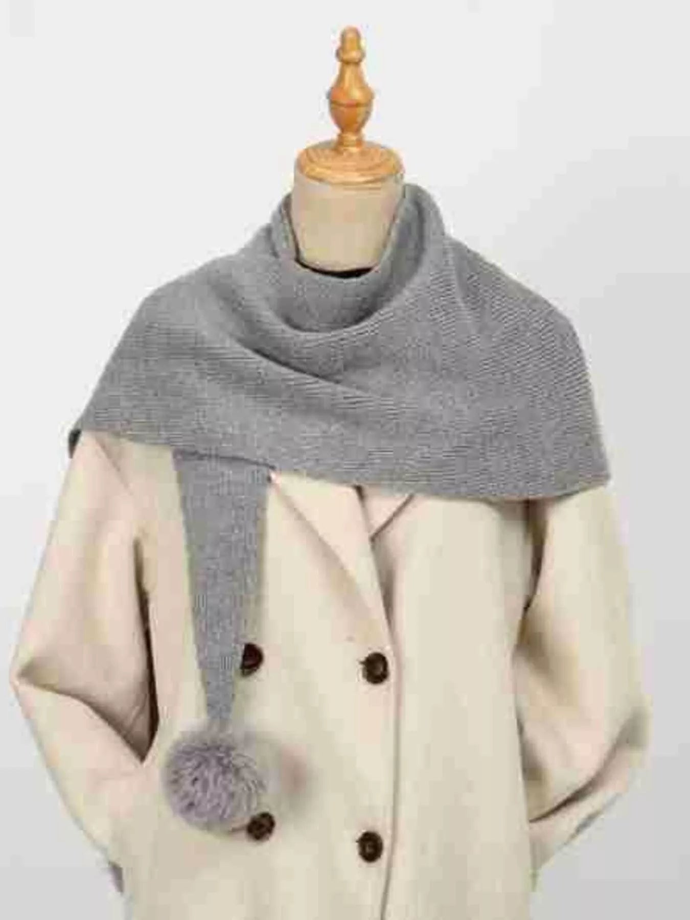 Solid Color Pom-Pom Scarf